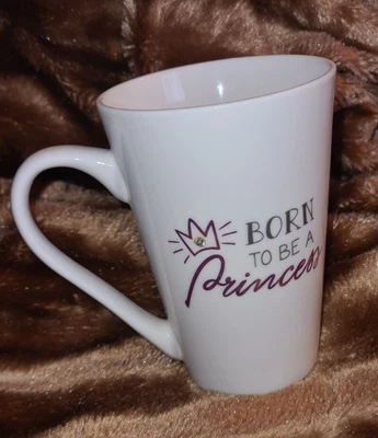 £3 • Buy * Unused White Ladies Mug BORN TO BE A PRINCESS Slogan Gems Diamante Tea Coffee 