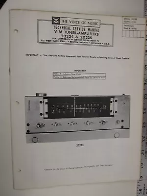 SF 60's V-M Voice Of Music Technical Service Manual TUNER-AMPS 20234 & 20235 BIS • $15.99