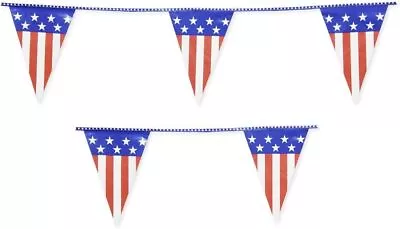 USA Flag 10m Triangle Flag Bunting - Party Decoration Birthday Wall United State • £2.49