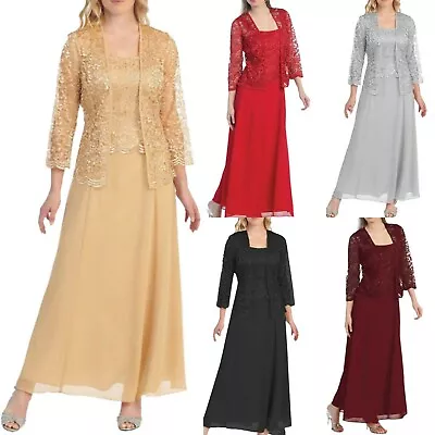 $46.39 • Buy Women's Solid Two Piece Lace Cardigan Chiffon Party Wedding Long Dress Clothing