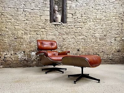 Eames Vintage Style Lounge Chair And Ottoman  Leather. DELIVERY POSSIBLE • £1995