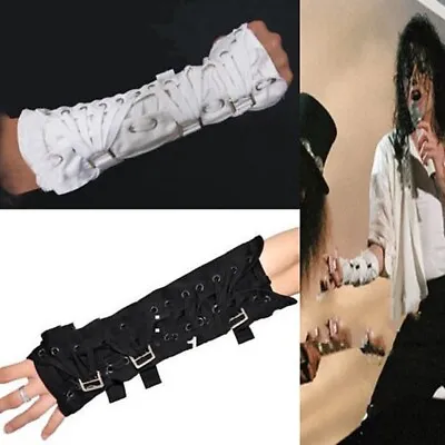 MJ Michael Jackson BAD Jam Punk Armbrace Black White Bandage Sleeve Glove Prop • £26.42