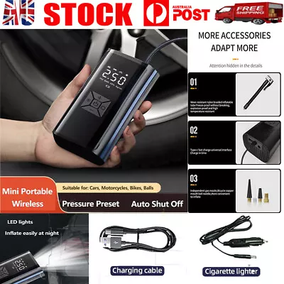 Car Tire Air Inflator Portable Tyre Electric Pump Cordless  USB Rechargeable • $34.12