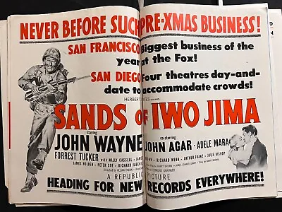 2 Motion Picture Herald Dec 1949 John Wayne Clark Gable Janet Leigh Trade Ads • $25.99