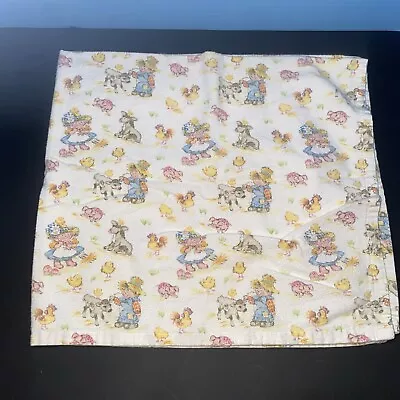 Vintage Baby Blanket Farm Animals Donkey Cow Chicken Pig Soft Flannel Receiving • $19.99