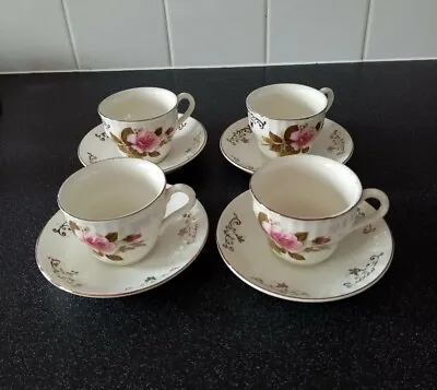 Set Of 4 Vintage 70s Floral Teacups And Saucers By Barratts Of Staffordshire • £13.95