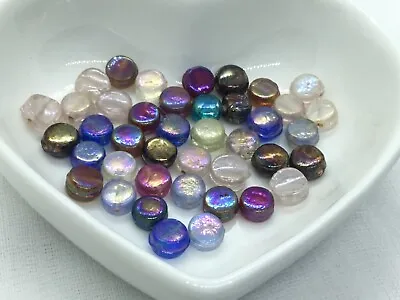 10g Iridescent Glass Lampwork Pressed Disc Beads 6mm Assorted Mix  Of Colours • £3.10