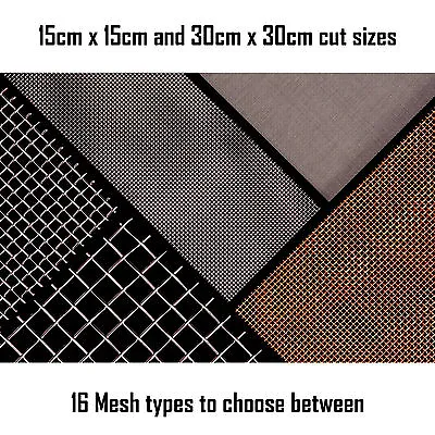 Woven Wire Mesh Sheet 15cm And 30cm Square. Fine Screen - Heavy Duty Coarse • £2.99