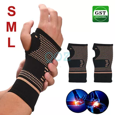 Copper Wrist Hand Brace Support Carpal Tunnel Arthritis Sprain Compression Glove • $6.66