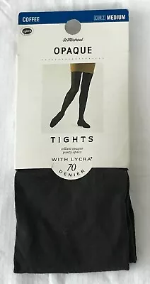 Vintage M&S St Michael MEDIUM 70 Denier OPAQUE TIGHTS With LYCRA Coffee BNIP • $5.60