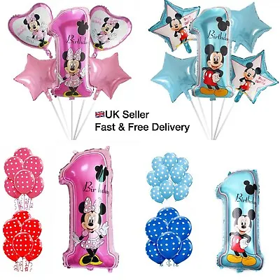 Disney Mickey Minnie Mouse 1st 2nd 3rd 4th 5th Birthday Foil Latex Balloons • £2.39