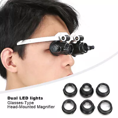 Headband Magnifier Glasses Hands Free LED Light Head Loupe For Jeweler • $12.80