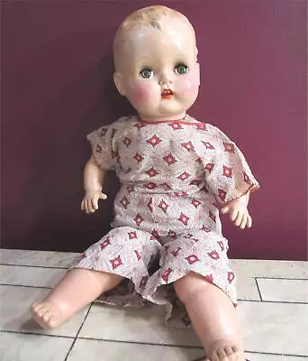 Vintage 1950's Baby Doll Sleep Eyes Teeth Cloth Body Pretty In Original Jumper  • $18.99