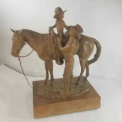 Vintage Cast Metal Horse Cowboy Sculpture Statue Figure Rotating Heavy Detailed • $499.99