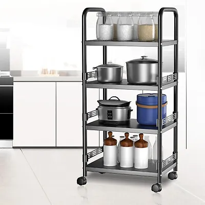 4Tier Trolley On Wheels Kitchen Storage Cart Bathroom Laundry Storage Rack • £26.99
