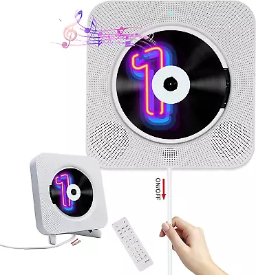 Wall Mountable CD Player Bluetooth Portable CD Player FM Radio Speakers Remote • £57.45