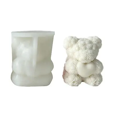 Silicone Bear Mould 3D Rose Flower Bear Chocolate Fondant Soap Candle Mold • £43.19