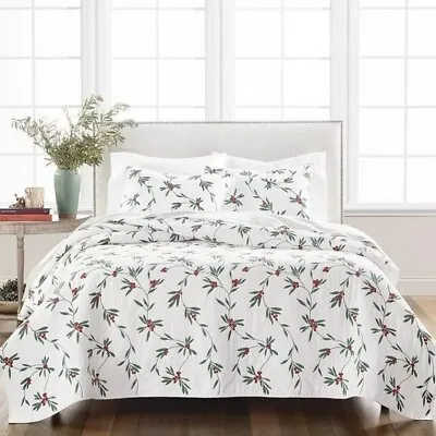 Martha Stewart Collection Holly Embroidery Full/ Queen Quilt • $139