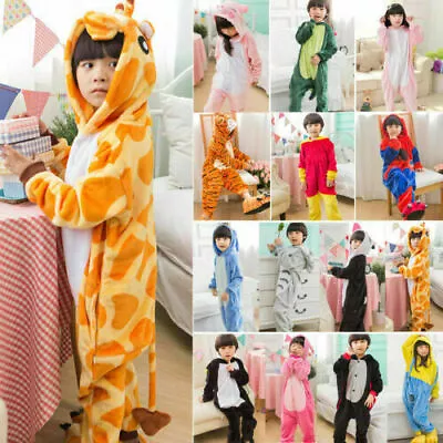 Kids Costume Fancy Dress Cosplay Onsie10 Child Unisex Hooded Animal Pajamas FFFF • £22.39