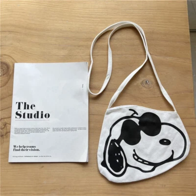 Chic Snoopy With Black Glasses 100% Canvas Cotton With Linen Button Tote Bag • $7.99