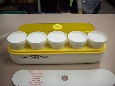 Salton Yogurt Maker Thermostat Controlled 5 Milk Jars Cups Vintage • $40