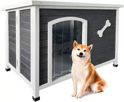 Wooden Dog House Outdoor Waterproof Kennel For Medium Dogs Up To 70 Lbs • $219.64