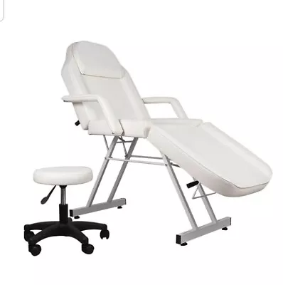 White Massage Bed Beauty Salon Table Tattoo Therapy Couch & Stool NO LEGS • £90