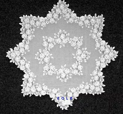 Tea Rose Table Topper 42 Inch Round White Tablecloth Topper Heritage Lace NWT • $40.98