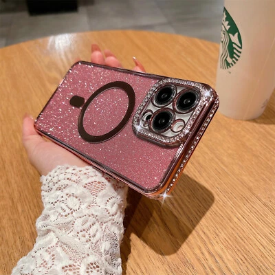 $13.27 • Buy For IPhone 14 13 12 11 Pro Max Luxury Glitter Diamond MagSafe Magnetic Slim Case