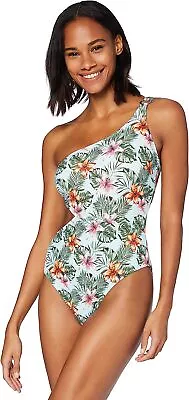 Iris & Lilly Women's Shoulder Cut Out Swimsuit Swimming Costume Tropical BNWT • £11.95