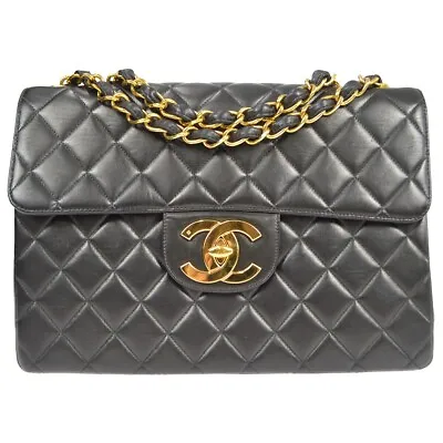 Chanel Classic Flap Jumbo Shoulder Bag Black Lambskin 181094 • £3890.10