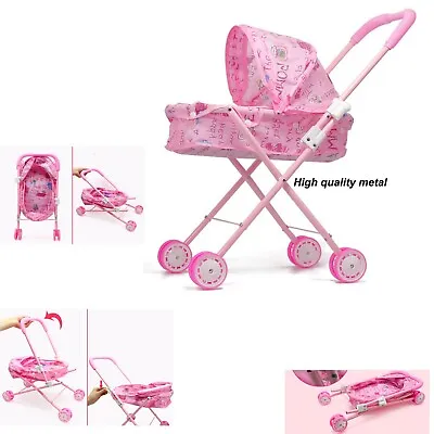 Baby Kids Child Dolls Buggy Stroller Jogger Dolls Pram Pushchair Girls Toy UK • £9.98