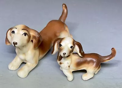 Lot-2 Vintage Dachshund Wiener Dog ￼￼ Mother & Puppy Porcelain Figurine Cute! ￼ • $17.99