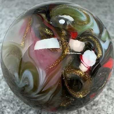 Handmade Marble Gold Lutz ( Swirl - Flame- Mint Minus ) 1  1/2 + Inches (Z24) • $0.99