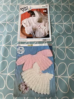 Crochet Baby Patterns X 2 Matinee Jacket Shawl Bonnet & Angel Top • £0.99