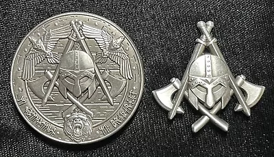 COMBO PACK! Viking Challenge Coin Freemason Masonic 1.75  AND Viking Pin • $32