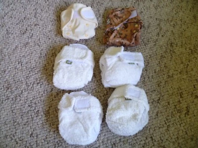 £12.50 • Buy 4 Bamboo Little Lamb Nappies, 2 Wraps And 8 Fleece Liners, Size Newborn