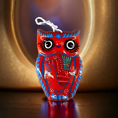 Hand Painted Mexican Folk Art Terracotta Clay Owl Small Wall Hanging Figurine • $14.99