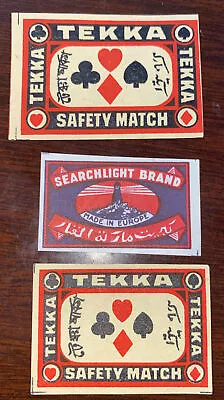 3 Matchbox Advertising Label-cinderella ￼Stamp Safety Matches Arabic Tekka • $15