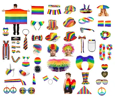 £6.37 • Buy Rainbow FANCY DRESS ACCESSORY GAY PRIDE Hats Jewellery LGBT Parade Party LOT UK