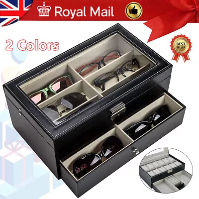 Mens 12 Grids Leather Watch Display Case Jewelry Collection Storage Holder Box • £19.63