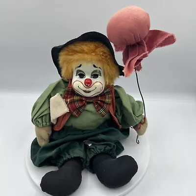 Vintage Rag & Porcelain Hobo Clown Doll With Red Balloon- 12 Inches Tall • $10