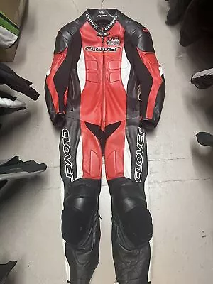 Clover RC100 One 1 Piece Leather Motorcycle Suit UK 40 EU 50 Red White Black • $249.01