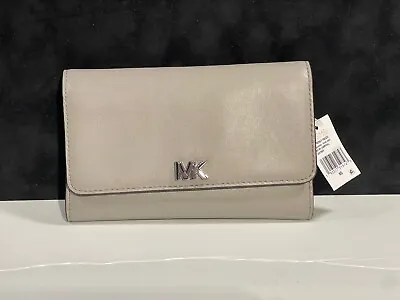 MICHAEL KORS MK Money Pieces Carryall Leather Pearl Gray NEW W/ Tags • $69.99