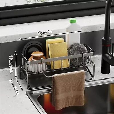 Kitchen Sink Drain Rack With Towel Pole Multifunctional Storage Rack. • $11.69