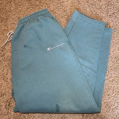 $24.99 • Buy Vintage Champion Blue Green Sweat Pants Men's Large L Made In USA Sweats 90s