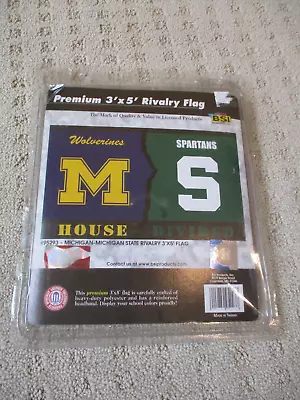  House Divided  3x5 BSI Univ. Michigan Wolverines / Michigan State Spartans * • $24.99