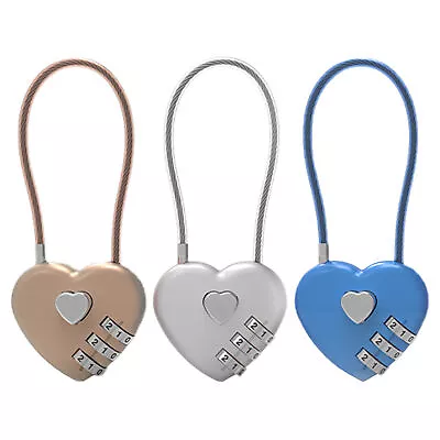 Heart Mini 3 Digit Padlock Combination Lock Travel Luggage Suitcase Lock Padlock • $12.39