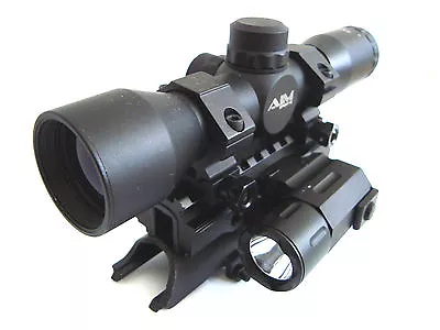 SKS 4X32 Mil Dot Scope With Tactical Red Laser Flashlight And Tri-rail Mount • $138.88