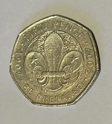 Rare 50p Fifty Pence Coin - Be Prepared 1907-2007 • £10